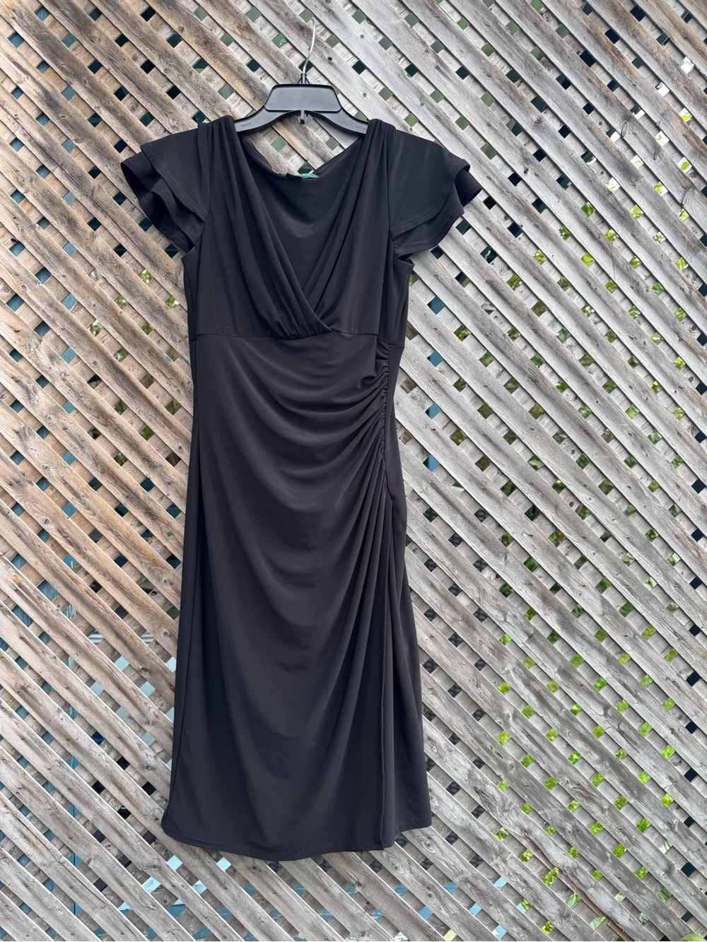 Lauren Ralph Lauren Black Ruched Faux-Wrap Sheath Dress - Size 6